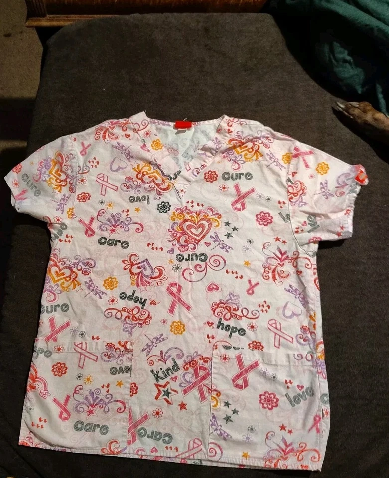 Blusa Médica Mujer Grande Rosa Conciencia del Cáncer de Mama Cinta Rosa Amor Coraje  Foto 2 de 4