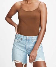 Womens GAP Fitted Camisole Cami Sleeveless Adjustable Straps Stretch Mocha *N3