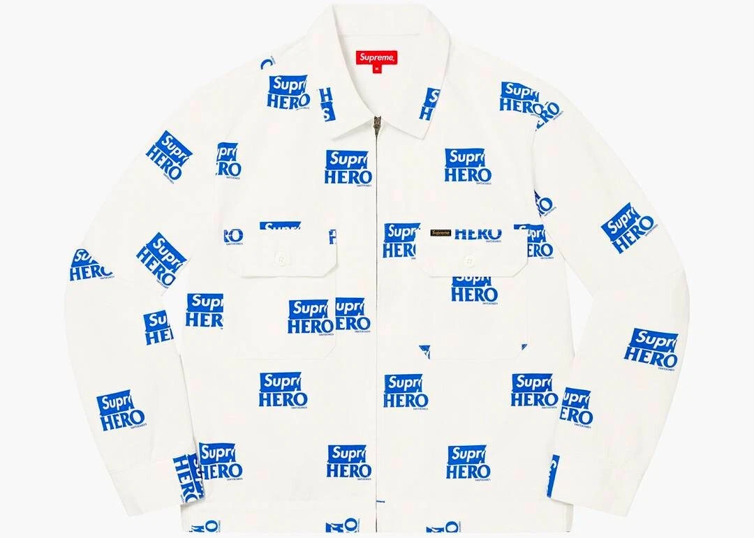 Supreme × VESTE DE TRAVAIL ANTI HÉROS BLANCHE XIZE XL 100 % AUTHENTIQUE HOMME RARE