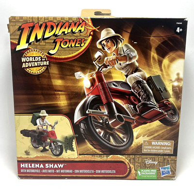 Indiana Jones Helena Shaw Action Figure & Motorcycle Worlds Of Adventure Hasbro