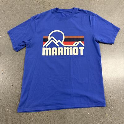 NWOT Marmot Vintage Logo Spellout T Shirt Blue M
