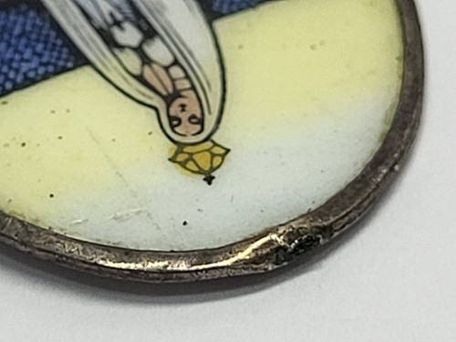 Medalla de Esmalte Vintage NUESTRA DAMA DE FATIMA con Marco de Plata - Imagen 6 de 9