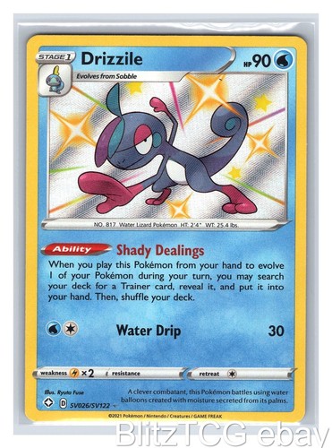 Drizzile SHF SV026/SV122 Shining Fates Shiny Vault Pokemon Shiny Rare Holo NM/M