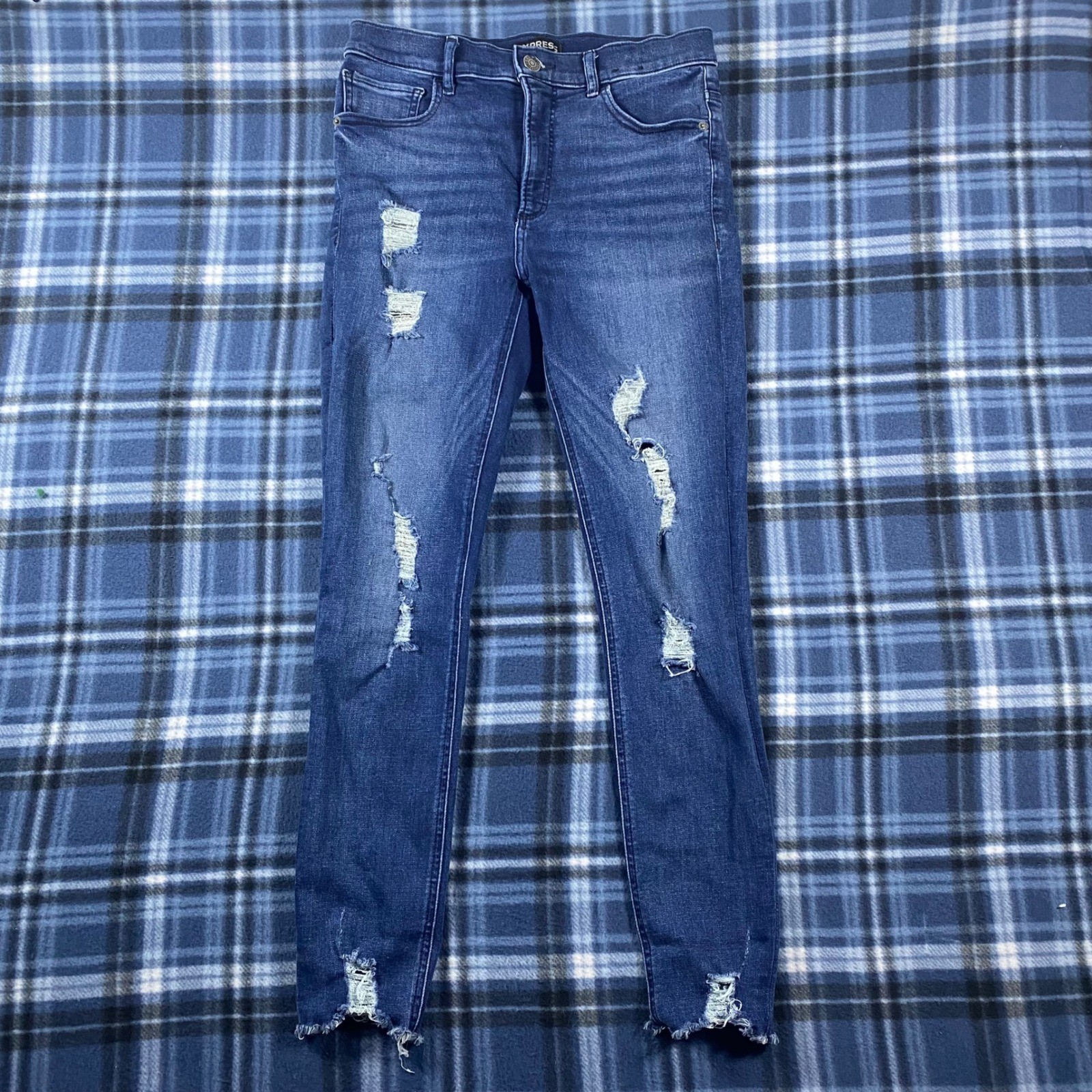 Express Denim Perfect Ankle Legging High Rise Distressed Skinny Jeans Size 6