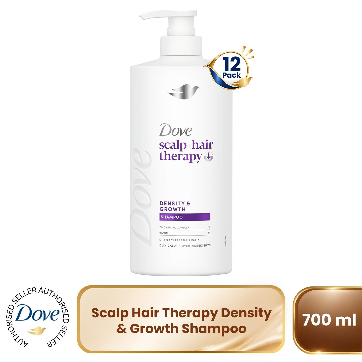 Dove Scalp+Hair Therapy Shampoo 3x700ml Density & Growth Amino Complex & Biotin - Image 5