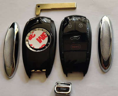NEU 3 + 1 TASTEN SCHLÜSSELANHÄNGER GEHÄUSE MIT PANIKKNOPF für BENTLEY BENTAYGA + LOGO!