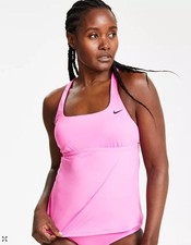 Nike Women's Essential Square Neck Racerback Pink Tankini Top M