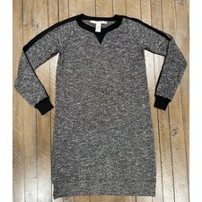 Max Studio Womens Crewneck Sweater Dress Gray Black Size S
