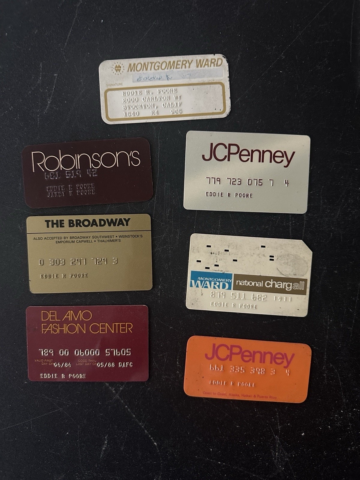 Vintage Dept Store Credit Cards Eddie R Poore JCPenney Ward Lot