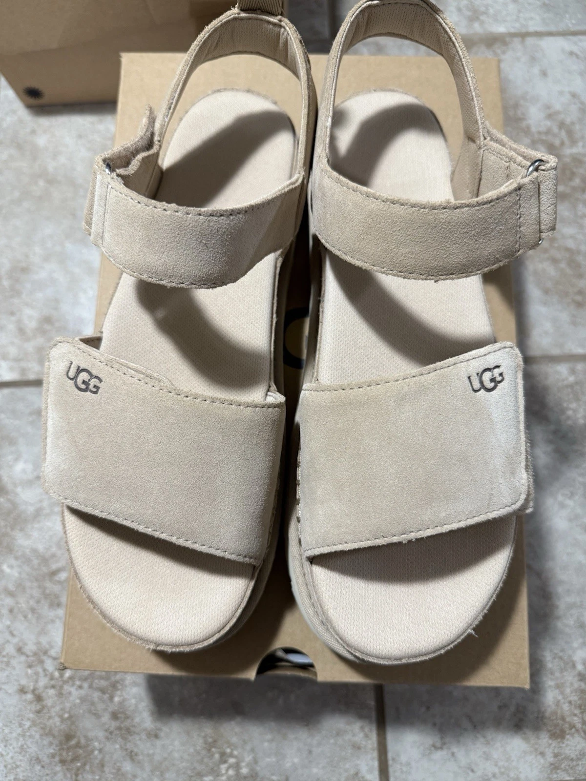 Sandali UGG castagno Goldens scamosciati plateau cinturino donna taglia US 10