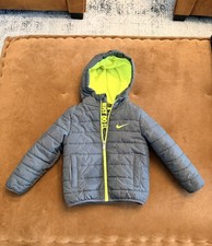 Nike Hooded Puffer Heavyweight Winter Coat 76G083-G1A Grey / Volt Green size 3T