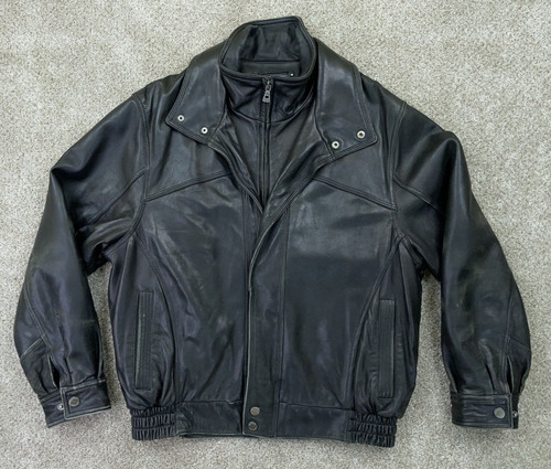 VTG Wilsons Leather Men's Bomber Motorcycle Jacket Leather Thinsulate Wool Lined - Image 1