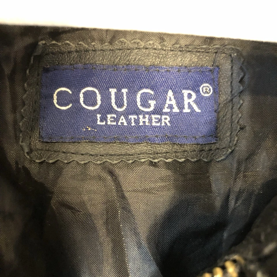 Chaqueta de cuero negra para hombre Cougar talla grande Foto 4 de 4