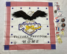 Vtg Desert Storm Military Army Bandana Bald Eagle Made in USA + 10 Buttons