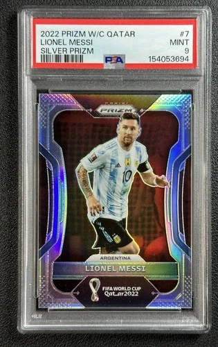 LIONEL MESSI PSA 9 2022-23 PANINI PRIZM WORLD CUP #7 SILVER ARGENTINA 3694
