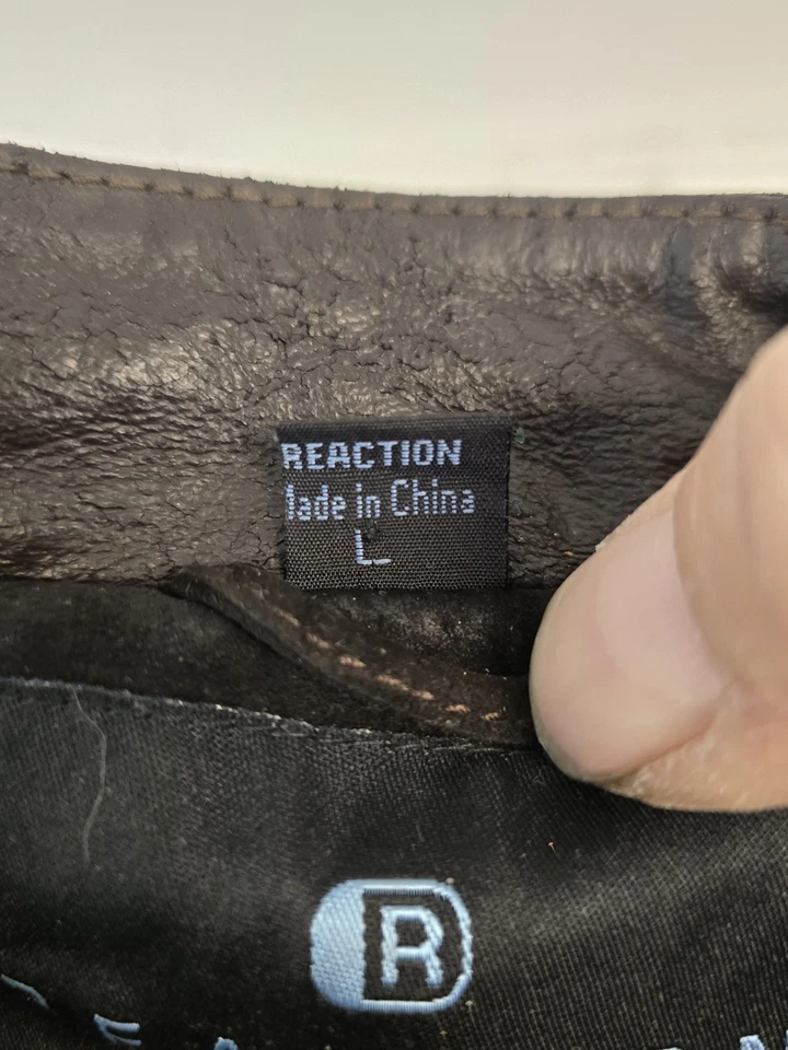 Kenneth Cole Reaction Hombres Grande Cuero Marrón Gamuza Moto Chaqueta Cerdo-split Foto 4 de 4