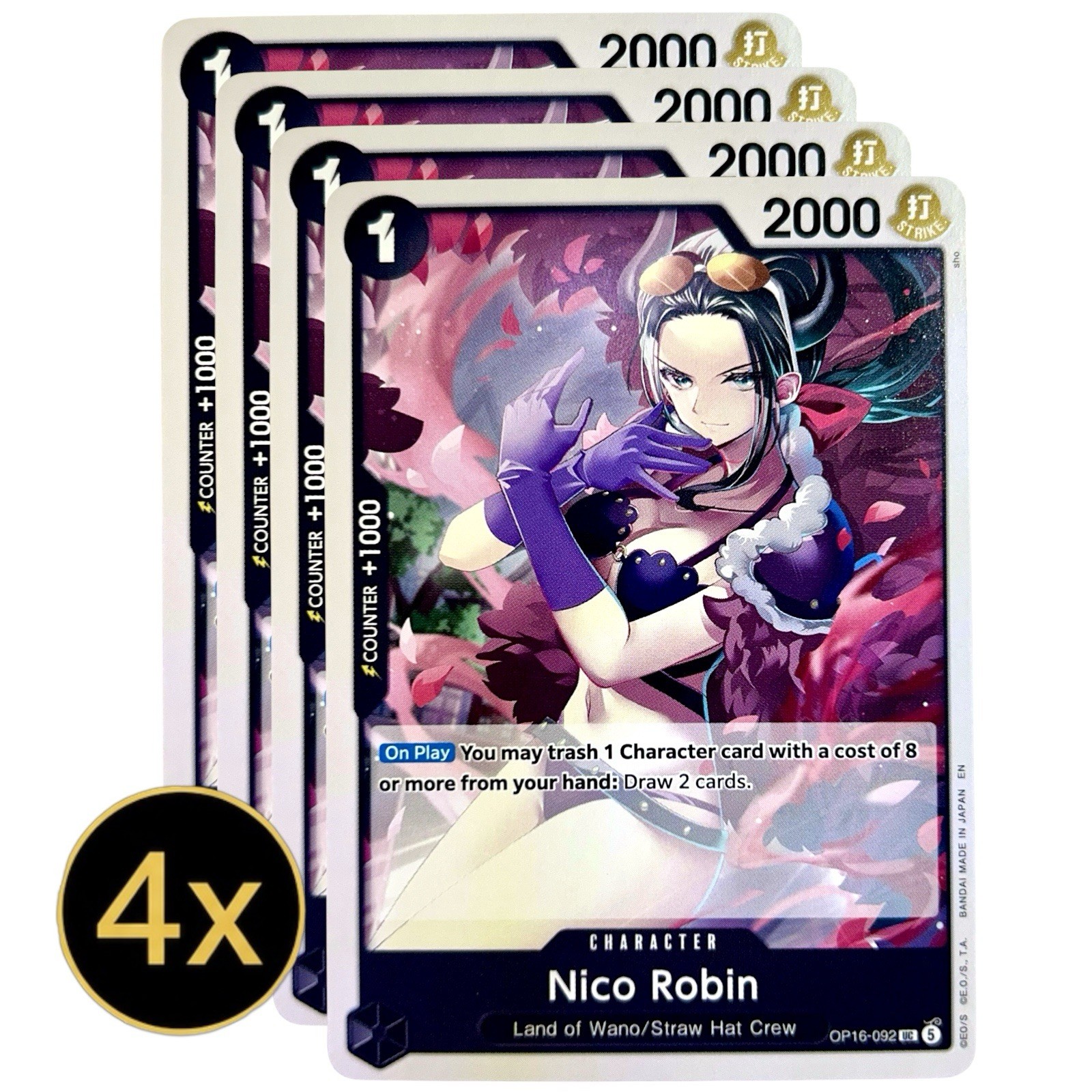 4x Nico Robin OP16 One Piece Playset NM #OP16-092