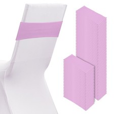 100 Pcs Spandex Chair Sashes Bows with Slider Buckle, Light Purple