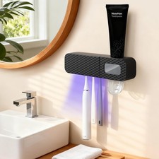 Smart Toothbrush Holder, Wall Mounted Toothbrush Holder with Toothpaste Dispe...