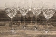 Set 4 Vin Killarney Crystal Small White Wine Glasses, Fan & Cross Cross, Unused