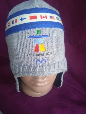 Vancouver 2010 Winter Olympics Official knitted beanie logo&flags. Fleece lining