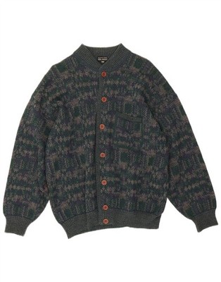 Walbusch Herren Strickjacke Pullover IT 50 mittelgrün geometrisch Wolle DI15