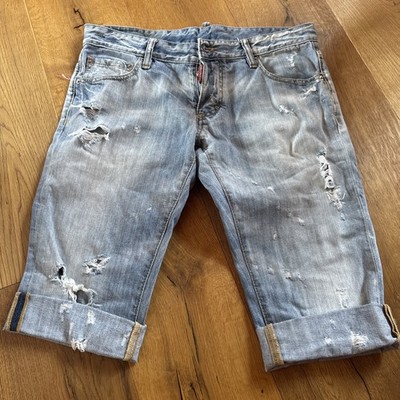 DSQUARED 2 JEANS SHORTS PAINTED GR. 48 BLAU DISTRESSED Destroyed