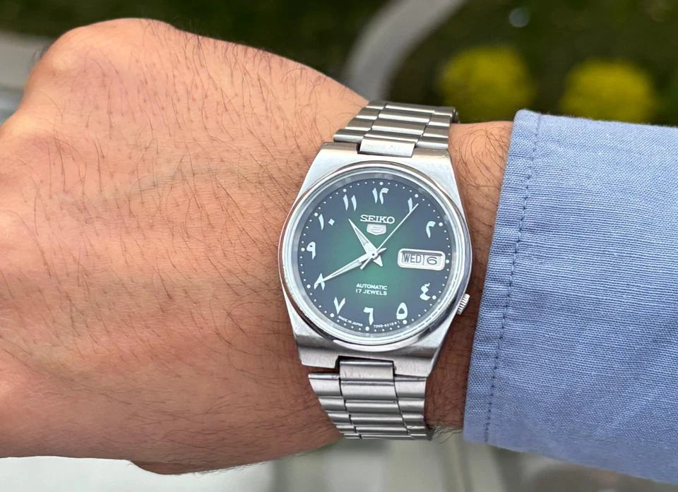 Vintage Seiko 5 Automático || Esfera Verde || Reloj Hombre Vintage || 17 Joyas Foto 3 de 4