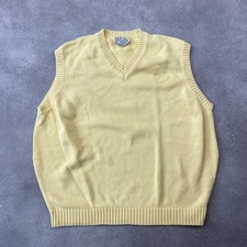 L.L.Bean V-Neck Sweater Vest Mens XL Cotton Chunky Knit Jumper Yellow