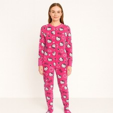 Hello Kitty Pink Union Suit PJs Women's Small One Piece Pajamas