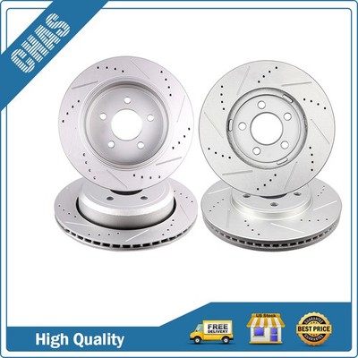 Front Rear Drilled & Slotted Brake Rotors For 2003-2010 Mercury Grand Ford Crown