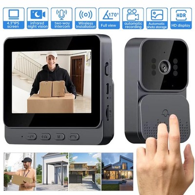 Türklingel mit Kamera Bluetooth Video Funkklingel Ring 4,3'' Nachtsicht Doorbell~