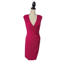 Vtg Chaps Faux Wrap Womens Lace Dress Size 12 Bodycon Y2K Whimsigoth Burgundy