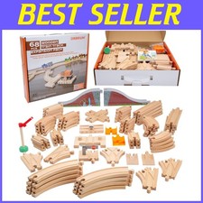 68-Piece Wooden Train Tracks Expansion Pack