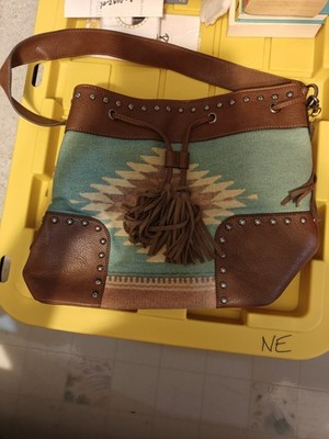 DO2- Blazin Roxx Women's Western Handbag Bucket Zapotec,  Brown Turquoise 