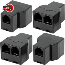 4 Pack Telephone Line Splitters RJ12 6P6C 1 Female to 2 Female Telephone Land...
