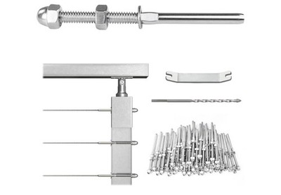Muzata 100 Pack 1/8'' Cable Railing Hardware For 2'' Post, Silver 
