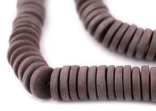 Brown Disk Natural Wood Beads 4x15mm Large Hole 16 Inch Strand