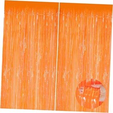 Metallic Tinsel Foil Fringe Curtains, 2 Pack 3.3x8.3 Feet Party 2 pack Orange