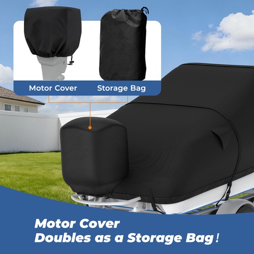 1200D Heavy Duty Trailerable Fit 16-22Ft V-Hull Fish & Ski Boat Cover Waterproof - Afbeelding 34 van 36