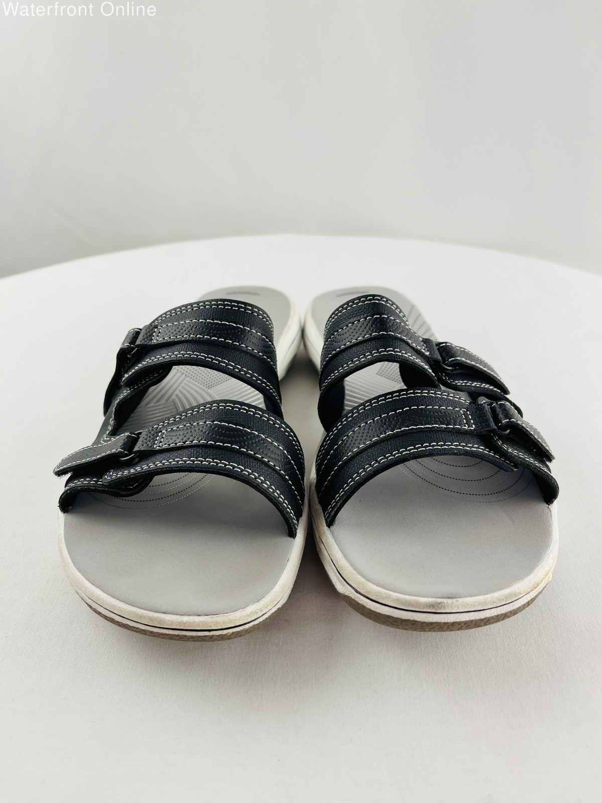 Clarks Cloud Steppers Black Solid Slip-On Sandal … - image 2