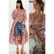 Free People Ethereal Dainty Cottage Pappiet Midi Dress Rose Maxi Top Size XL