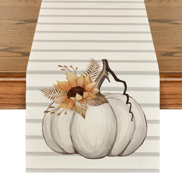 Streifen KüRbisse Sonnenblumen Herbst 40X240 Cm | BläTter Saisonal Hause Wohnzi-image