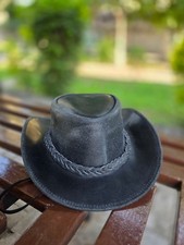 Leather Cowboy Hat black Wide Brim Western Hat Braided Band Men  Women