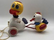 Vintage Wooden Pull Toy Ducks Ducklings Brio Sweden Mid Century Retro READ