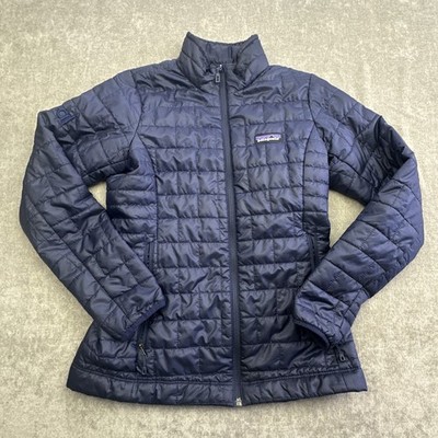 Patagonia Nano Puff Full Zip Primaloft Jacket Women s XS Navy (Logo)
