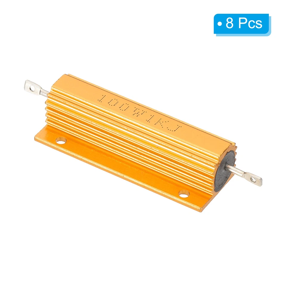 100W 1KOhm Aluminium-Schalen Widerstand 8Pcs Aluminium-Gehäusewiderstand Golden - Bild 3 von 4