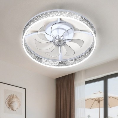 20'' Modern Fan Lights Flush Mount LED Ceiling Light kits W/ Remote APP Control,p