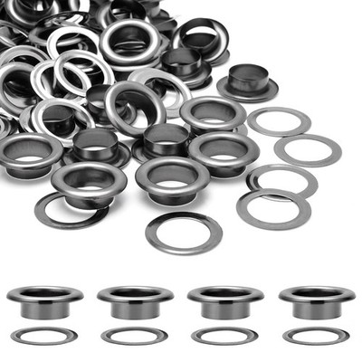100Sets 1/2 Inch Eyelets and Grommets, Metal 12mm Hole Black