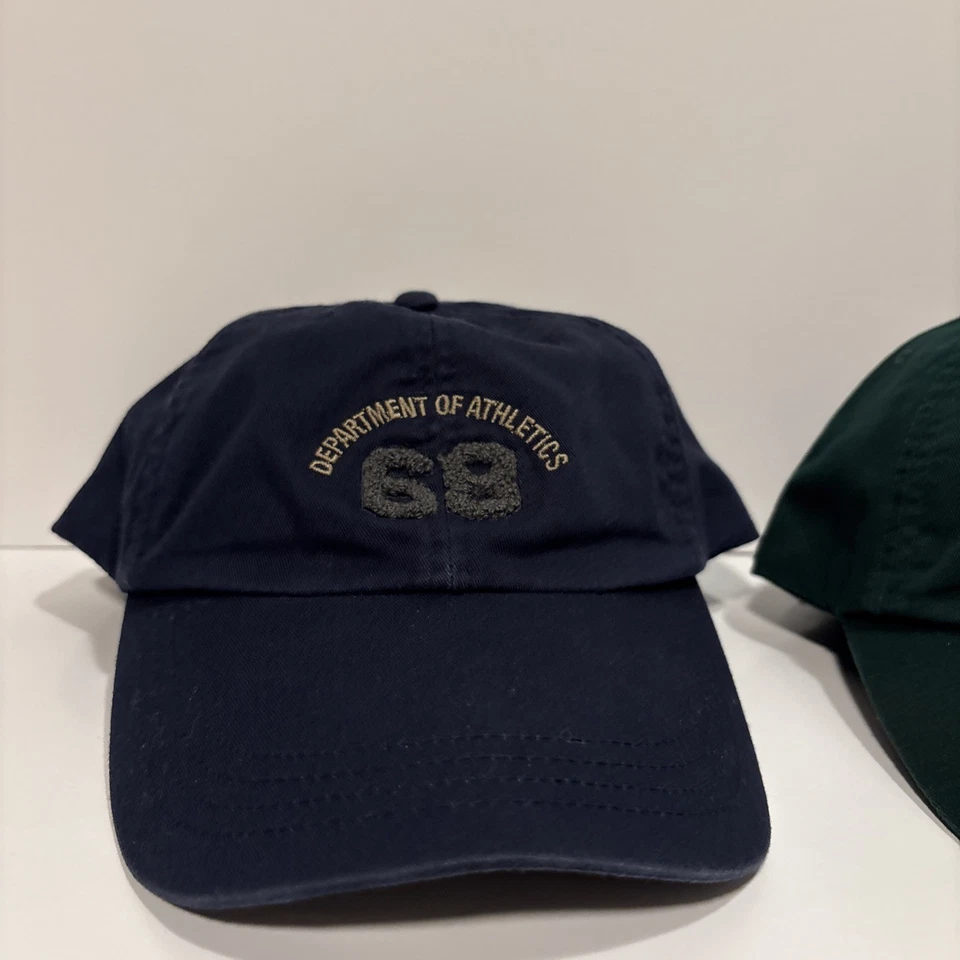 Lot Of 2! Vintage Old Navy Green & Navy Blue Adjustable Hats Embroidered Sz S/M - Image 2 of 4